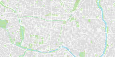 city map vector illustration showing streets parks and waterways urban layout geography cartography landscape design mapmaking cityscape transportation navigation planning © Shamal