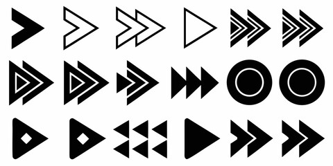 bold geometric arrow shapes on white background directional symbol navigation pointer vector icon black design graphic element interface direction sign © Shamal