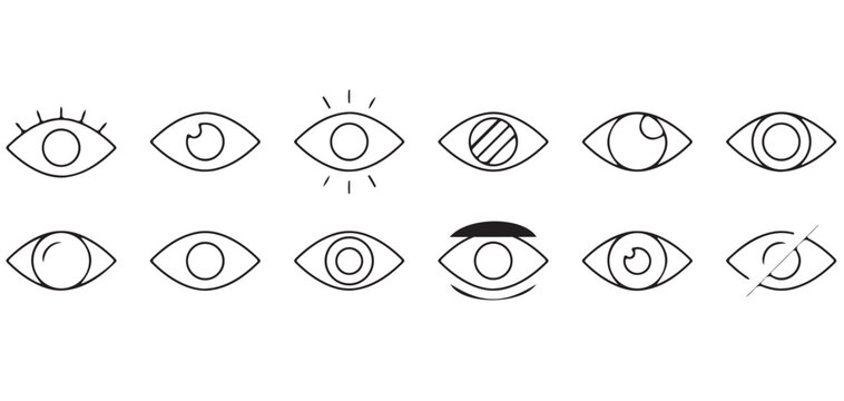Eye Icons Collection with Open Closed Visible Hidden and Vision Symbols Vector Set vector illustrator eps10