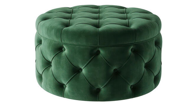 Green tufted velvet cylinder with button details