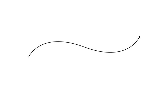 A single black curved line with an arrow at its end, depicted on a plain white background, representing a directional path, a journey, or a simple abstract concept of movement and progression