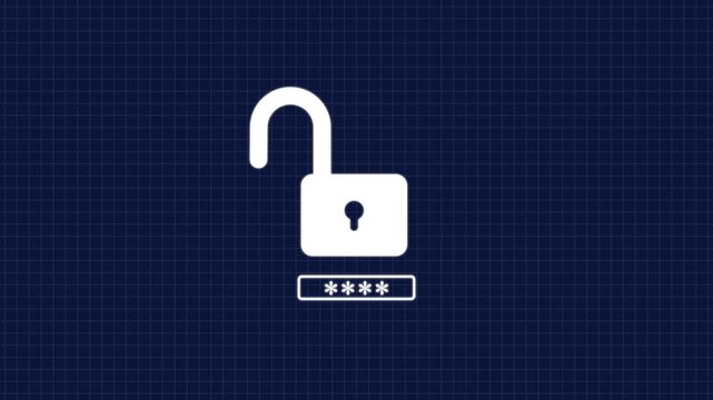 Unlocked Padlock with Password Security Icon. Open Lock and Password Protection Symbol.