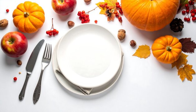 A beautifully arranged table setting with autumnal elements