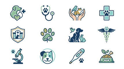 Fototapeta premium Veterinary medical and animal care symbols.