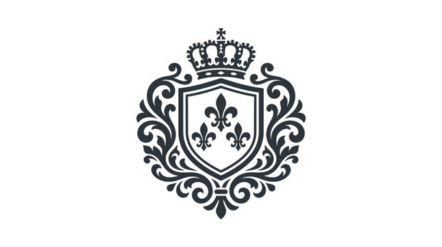 Triple fleur-de-lis emblem with royal crown and shield.
