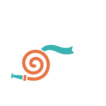 Orange hose coiled with blue ribbon