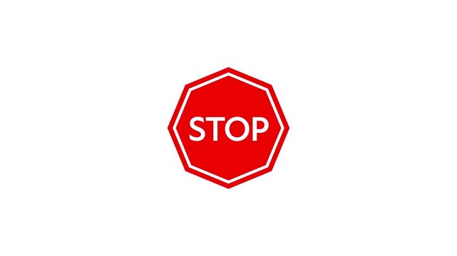 Stop Prohibition Icon Animation Danger, Alert and Forbidden Sign. Warning Stop Alert Sign Animation, Red Prohibition Symbol in 4K.