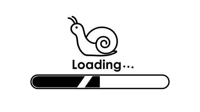 Snail loading icon, line style walk animation, white screen
