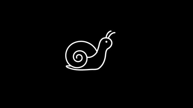 Snail loading icon, line style animation, black and white
