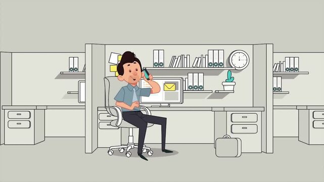 Sick Elderly Man Resting in Bed While Family Member Receives Medical Emergency Phone Call &ndash; 2D Animated Healthcare Concept