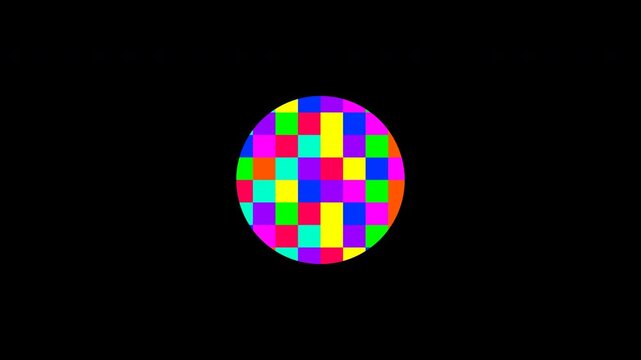 Abstract mosaic blur censored animation with neon RGB chromatic glitch pixel circles 4K