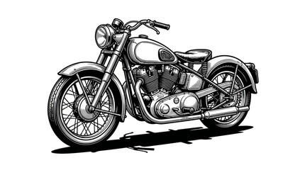 Custom bobber motorcycle sketch with minimal line work © defi
