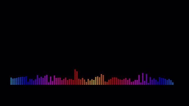 Colorful audio equalizer waveform animation on transparent background, music audio wave dynamic  rhythm animated  with alpha channel.