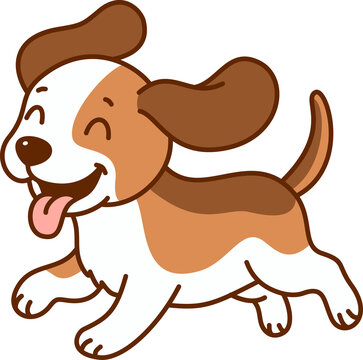 Happy Beagle Puppy Runningjoyfully with Tongue Out and Ears Flopping