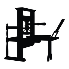 Fototapeta premium Printing press icon Silhouette Vector black design on a white background