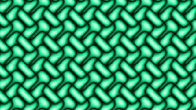 motion graphic featuring a repeating, isometric grid of deep emerald-green interlocking elements that pulse with subtle light and shadow.