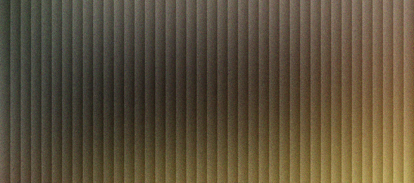 Industrial corrugated metal texture with vertical lines. Dark bronze metallic background for architectural design. Ribbed steel surface pattern with warm golden light and shadow gradients.