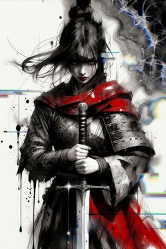 甲冑を着た女剣士