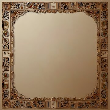 simple ethnic ornament placed at corner, warm natural lighting, clean layout, large empty space for text, elegant festival design
