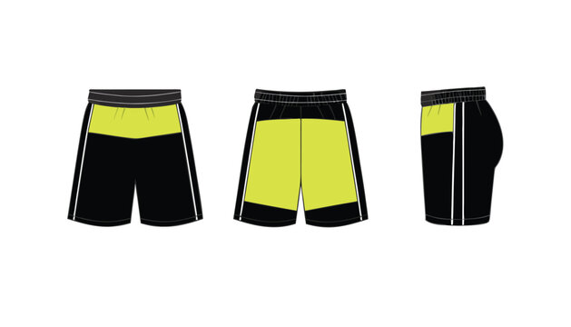 Black and Neon Sports Shorts Vector Technical Drawing