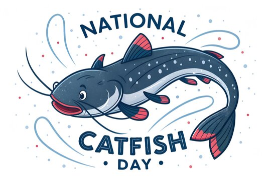National catfish day illustration with hand drawn fish wildlife illustration