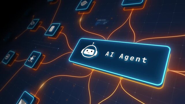 AI Agent Orchestrating Intelligent Workflow Automation Across Connected Business Applications Motion Graphics