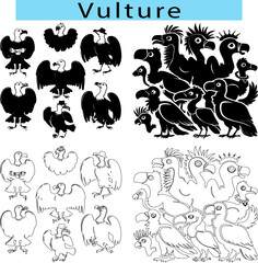 Fototapeta premium Vulture vector illustration black and white, Vulture outline drawing easy, Vulture silhouette vector art and graphics