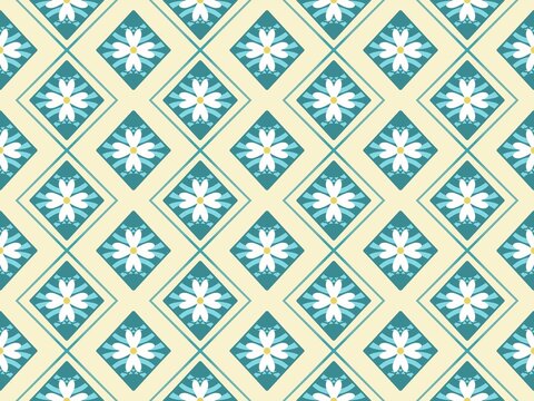 Sage Green Floral Diamond Seamless Pattern
