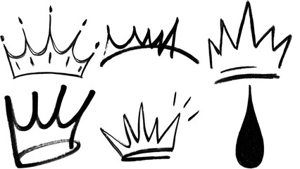 Royal crown and tiara doodle PNG overlay isolated on transparent background for creative graphic design art © Peach