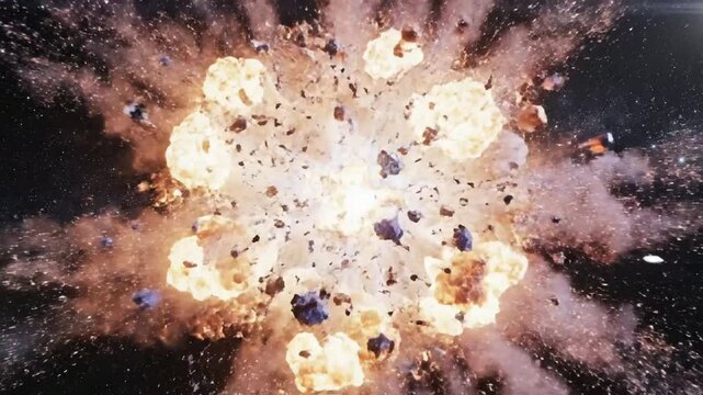 Glowing Fractal Sphere Exploding in Massive Cosmic Supernova