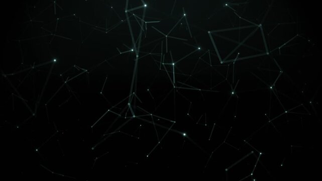 暗い空間に広がるデジタルネットワークの粒子