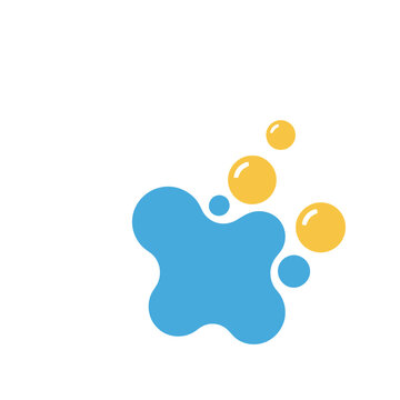 Blue blob with yellow bubbles