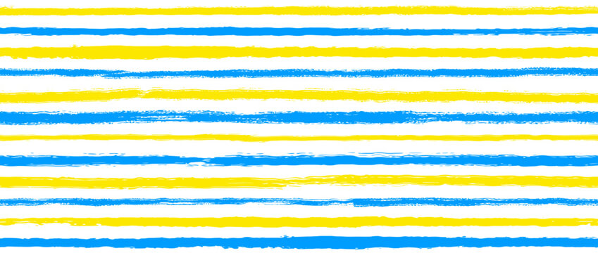 Light yellow and blue line background. Repeated Mediterranean horizontal stripe seamless pattern. Italian summer vacation print for poster, fabric, textile, wrapping paper. Vector Amalfi vibe backdrop