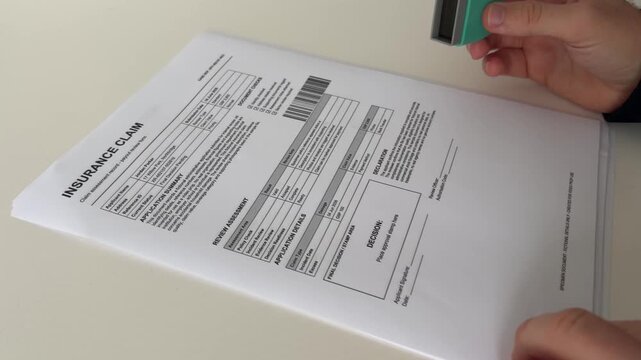 Insurance Application Form Marked Approved With Green Rubber Stamp