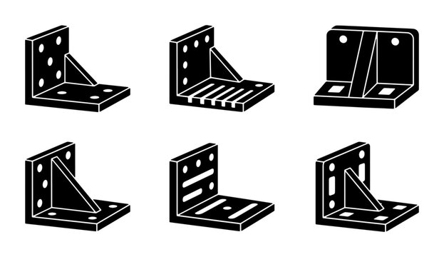 Metal L Brackets, Corner Braces, Fasteners, Hardware Set, Industrial Construction Elements
