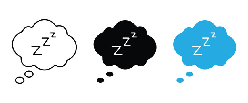 Set of 4 sleep speech bubbles vector icons