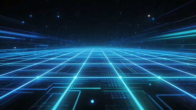 Futuristic digital grid in space