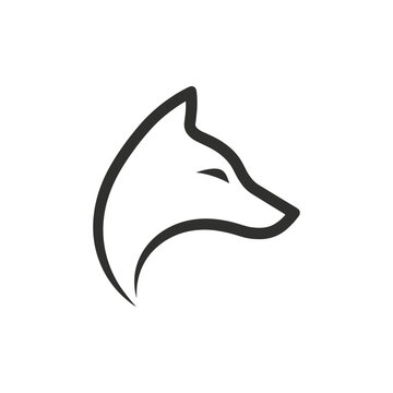 Minimalist fox head logo design vector illustration