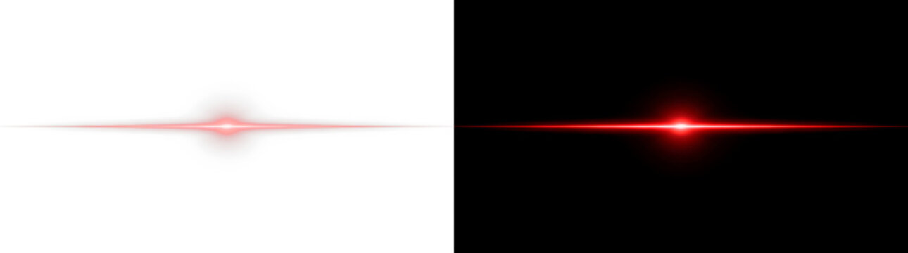 Horizontal red lens flare light streak effect with horizontal isolated abstract artistic