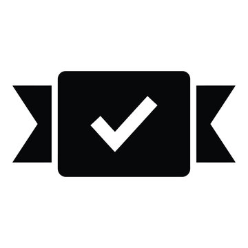 Black check mark symbol on a white background for verified concepts icon