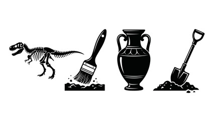 Professional Archaeology and Paleontology Excavation Research Tools Collection © matahari