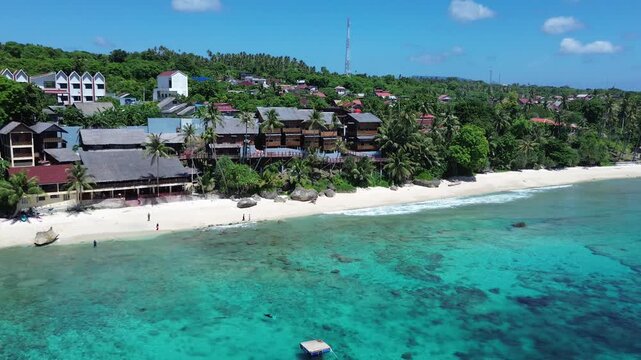 Exotic Tropical Coast of Sabang, Aceh, Indonesia with Beach Houses and Turquoise Ocean
