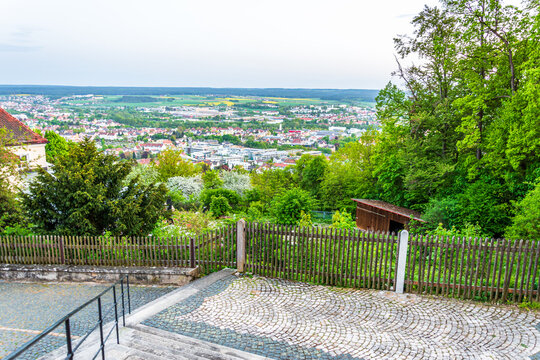 Hilltop view over Amberg Bavaria Germany in spring