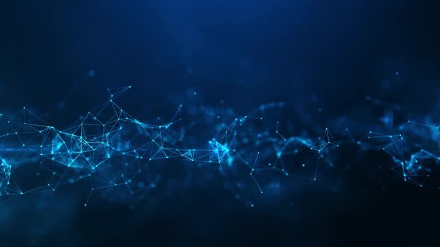 Abstract Digital Connection Network with Data Nodes, Artificial Intelligence Network Connection, Cloud Computing and Big Data Analytics, Internet Technology Communication Background