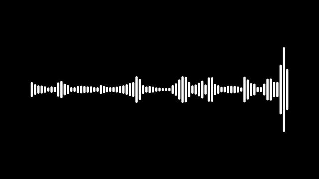White  audio visualization effect. White audio waveform spectrum animation,  music waveform equalizer, digital voice signal motion, clean line design, Black background video,4k animation