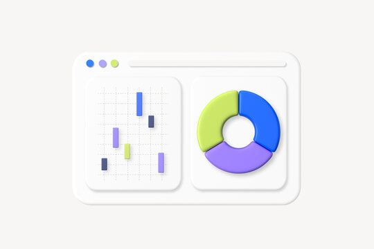 Business data website 3D rendered business graphic