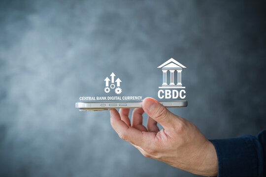 CBDC Central Bank Digital Currency Mobile Payment and Fintech Concept
