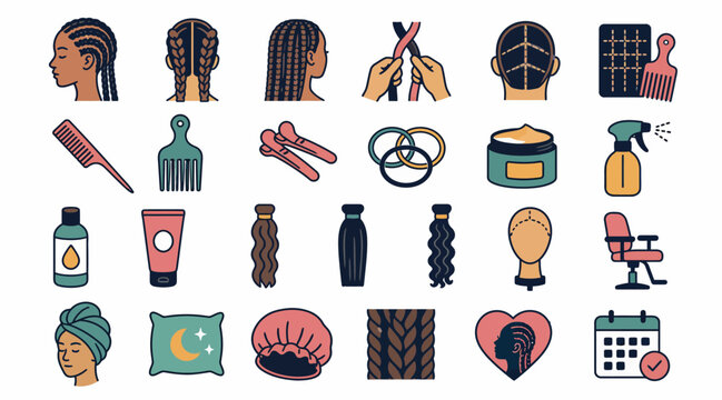 Flat Design Hair Care and Styling Tools Collection.