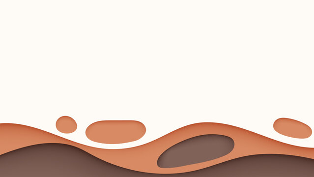 Abstract Brown Layered Paper Cut Background with Wavy Organic Shapes and Copy Space