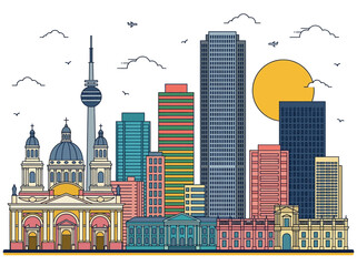 Berlin City Skyline Vector Illustration with TV Tower and Cathedral © Geryy